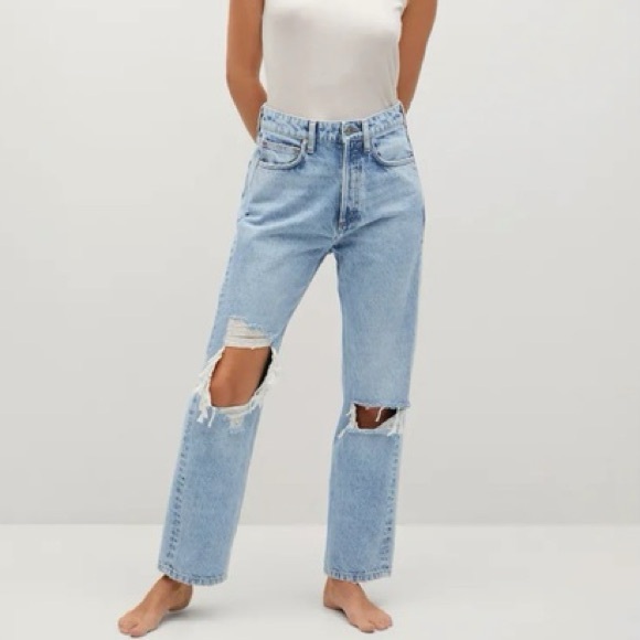 Mango Selina Ripped Blue Jeans - Picture 1 of 5